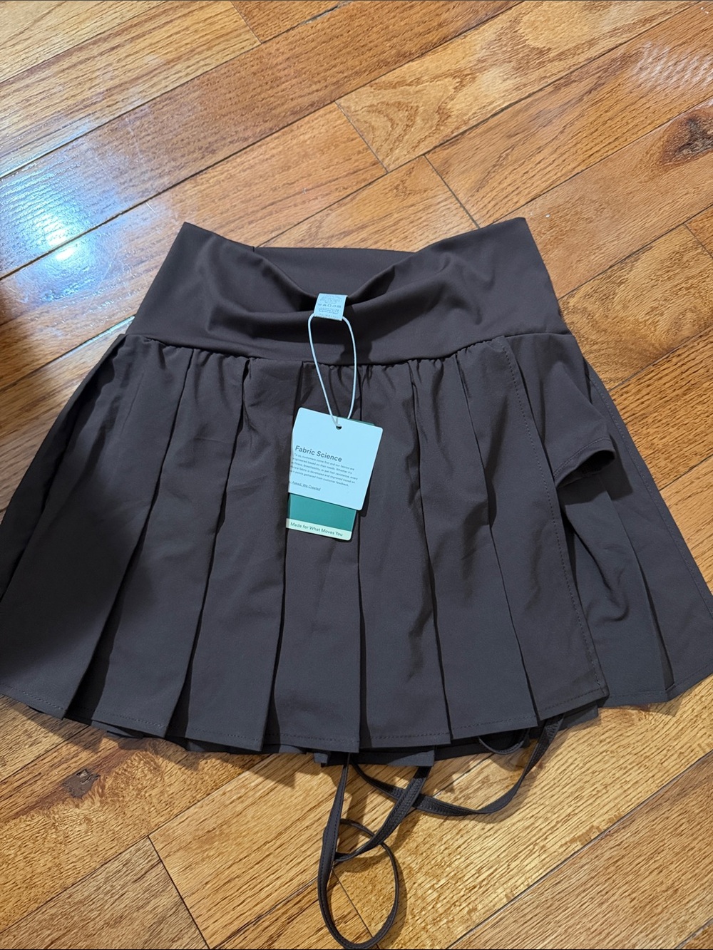 HALARA Brown Pleated Circle Skirt with Folded Waistband
